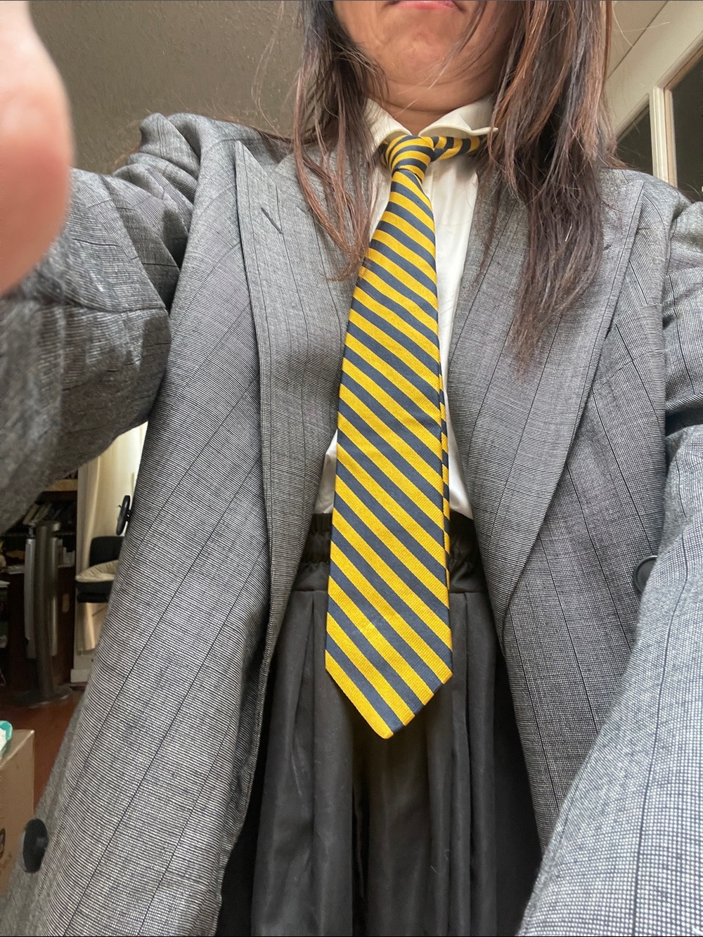 Yves Saint Laurent Double-Breasted Gray Pinstripe Blazer